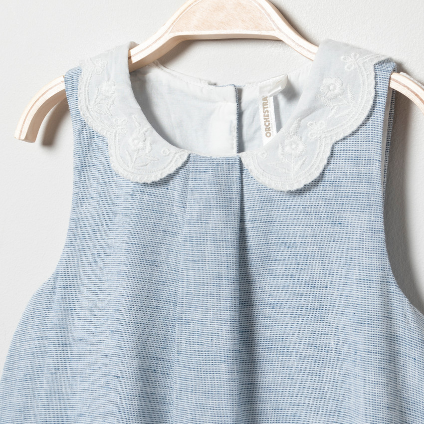 Robe sans manche col claudine pour bébé fille 