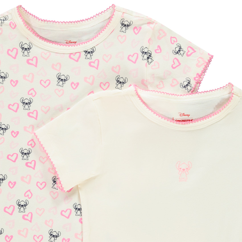 Set van 2 korte mouwen Stitch Disney onderhemden voor meisjes 