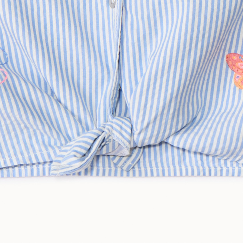 Chemise manches courtes rayée effet noué pour fille 
