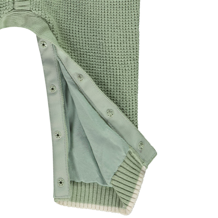 Combinaison uni vert tricot maille nid d'abeille pour bébé garçon 
