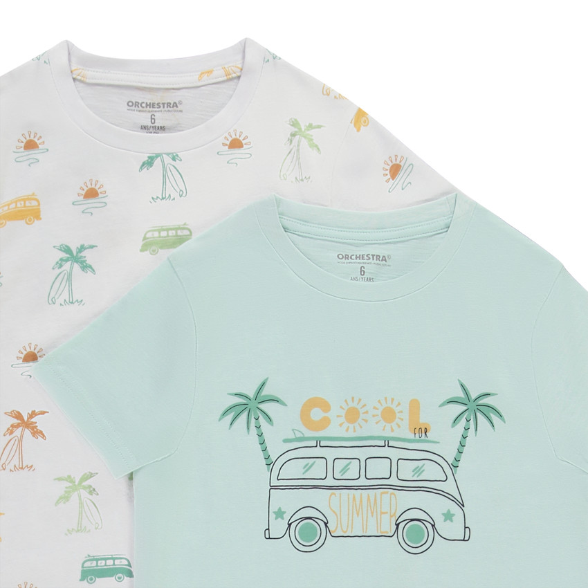 Lot de 4 t-shirts manches courtes motifs fantaisie pour garçon 