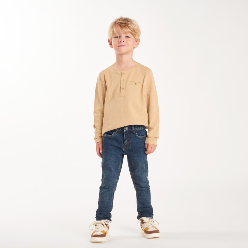 Jeans slim fit in denim met contrasterende naden jongens 