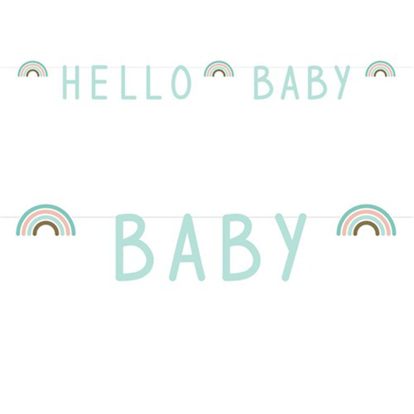 Guirlande lettres Arc-en-Ciel "Hello Baby" 2m50 