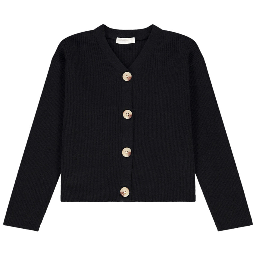 Gilet en tricot côtelé uni pour fille 