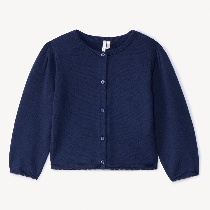 Gilet en tricot uni festonné pour bébé fille 