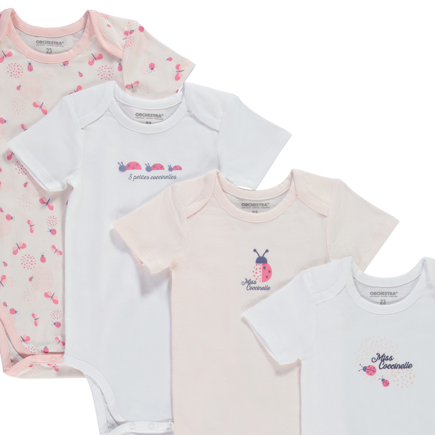 Lot de 7 bodies manches courtes print fantaisie pour bébé fille 