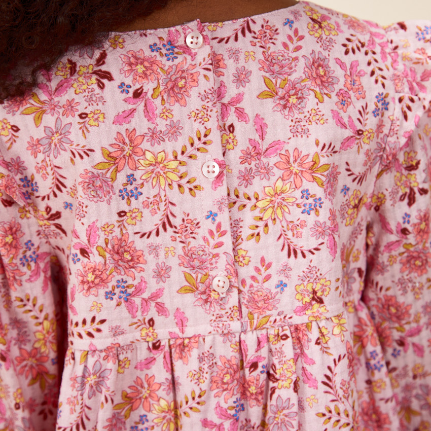 Robe en voile de coton imprimé fleuri pour fille 