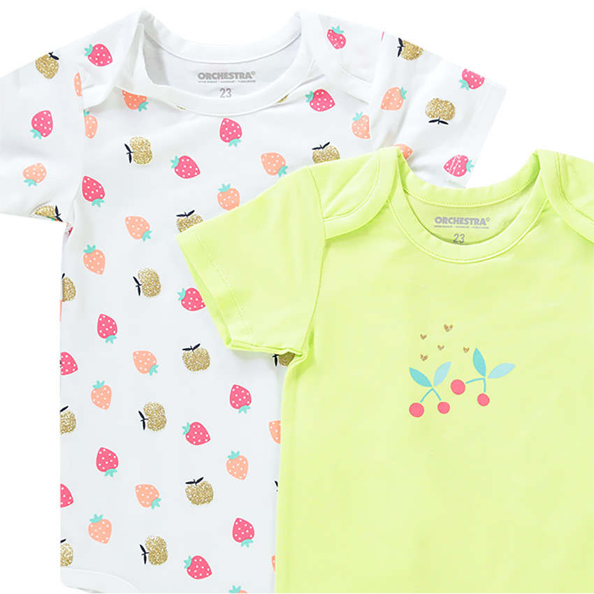 Lot de 7 bodies imprimé fruits pour bébé fille 