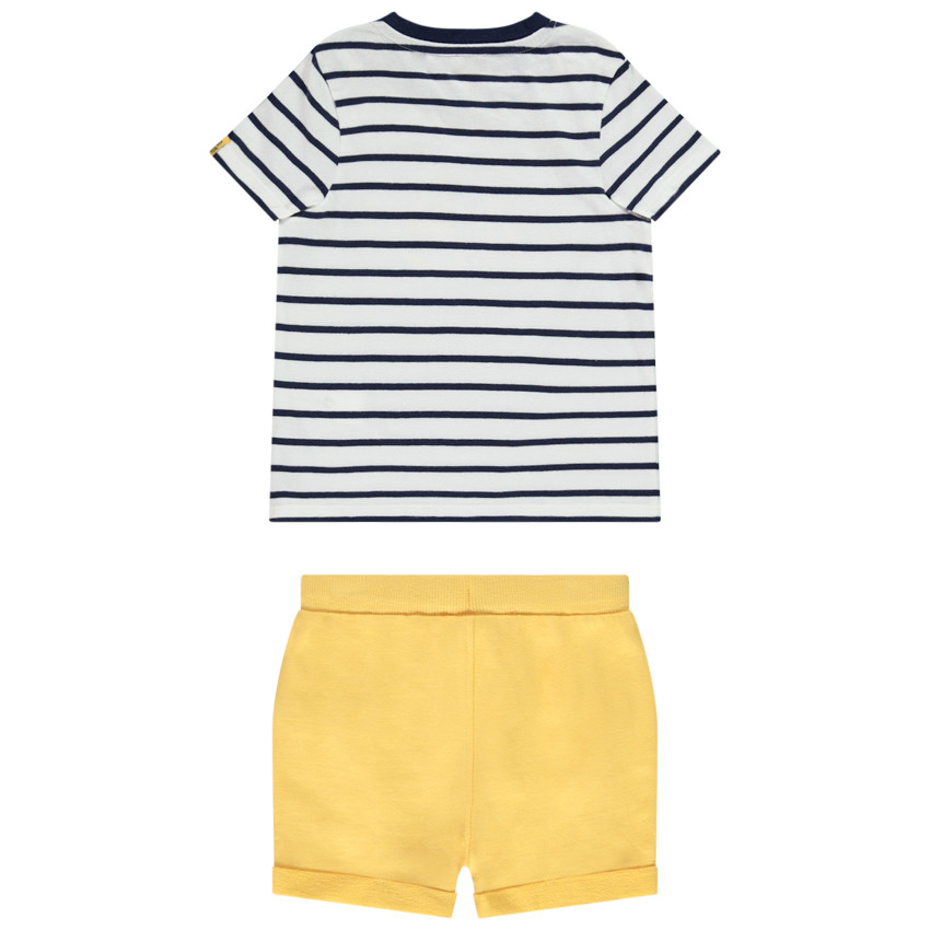 Ensemble pièces t-shirt à rayures short uni pour bébé garçon