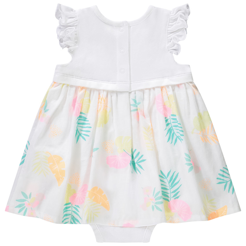 Jurk body 2-in-1 effect met bladerenprint voor baby meisjes 