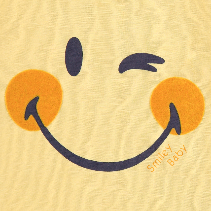 T-shirt manches courtes en coton bio print Smiley Baby  