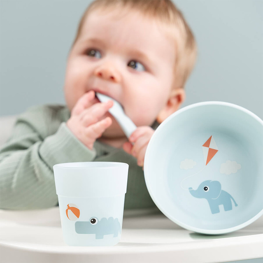 Coffret premier repas 3 pièces Playground bleu 