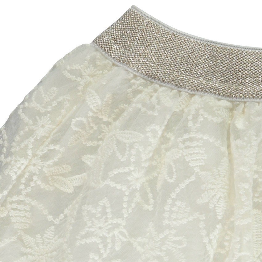 Rok in tule en geborduurde organza voor meisjes 