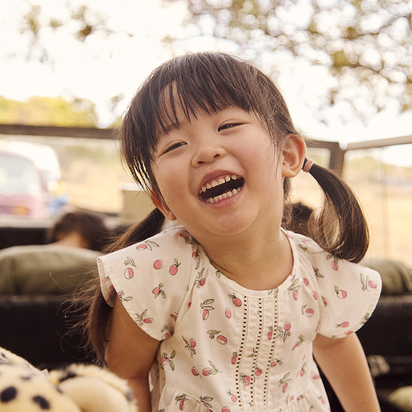 Jurk met korte mouwen met perzikpatroon voor meisjes 