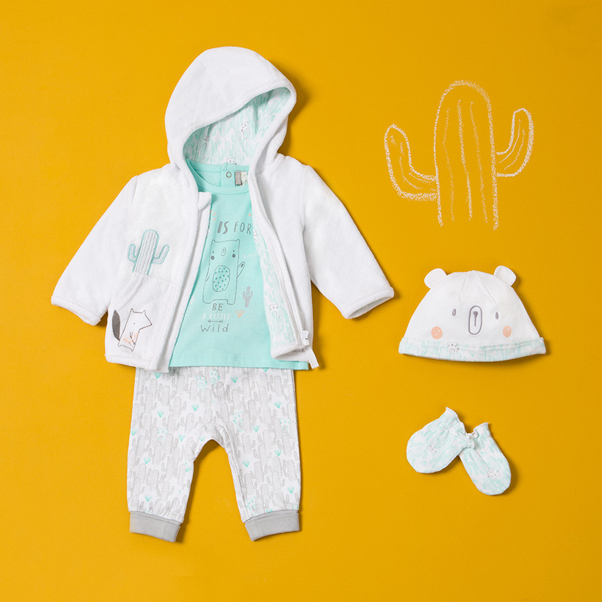 Ensemble tee-shirt manches longues uni et caleçon imprimé 