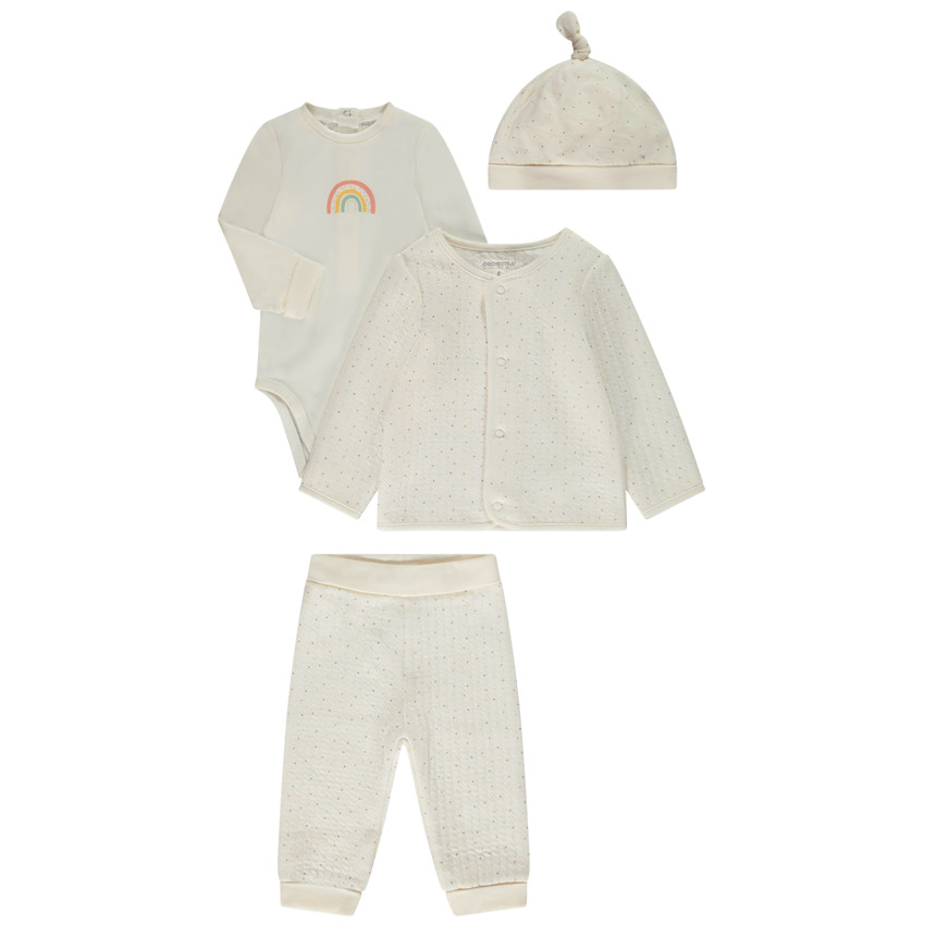 Ensemble 4 pièces imprimé pois multicolores pour bébé 