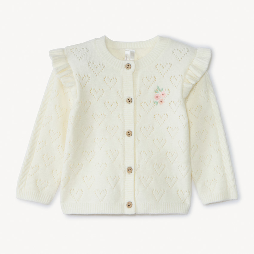 Gilet à manches longues en tricot ajouré pour bébé fille 