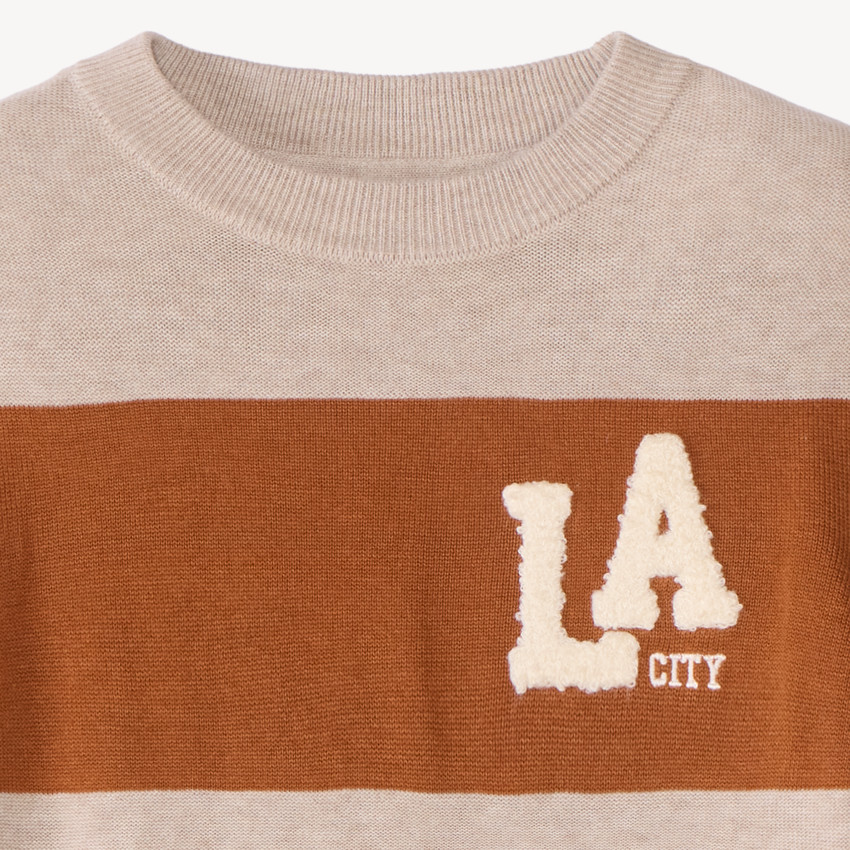 Pull garçon en tricot avec broderie bouclette 