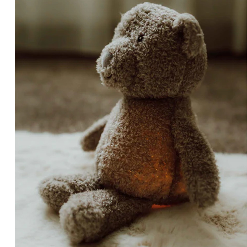 Nachtlamp - lichtgevende knuffel - Lou de beer -Grijs - oplaadbaar - 3 kleuren 