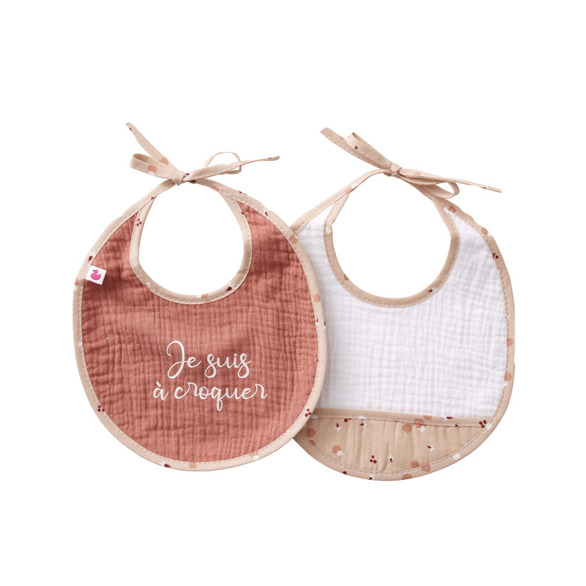 Lot de 2 bavoirs en double gaze de coton - Blooming Day 
