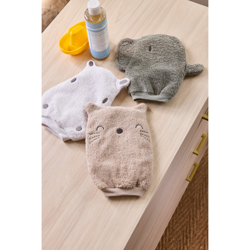 Lot de 3 gants de toilettes Animaux de la savane 