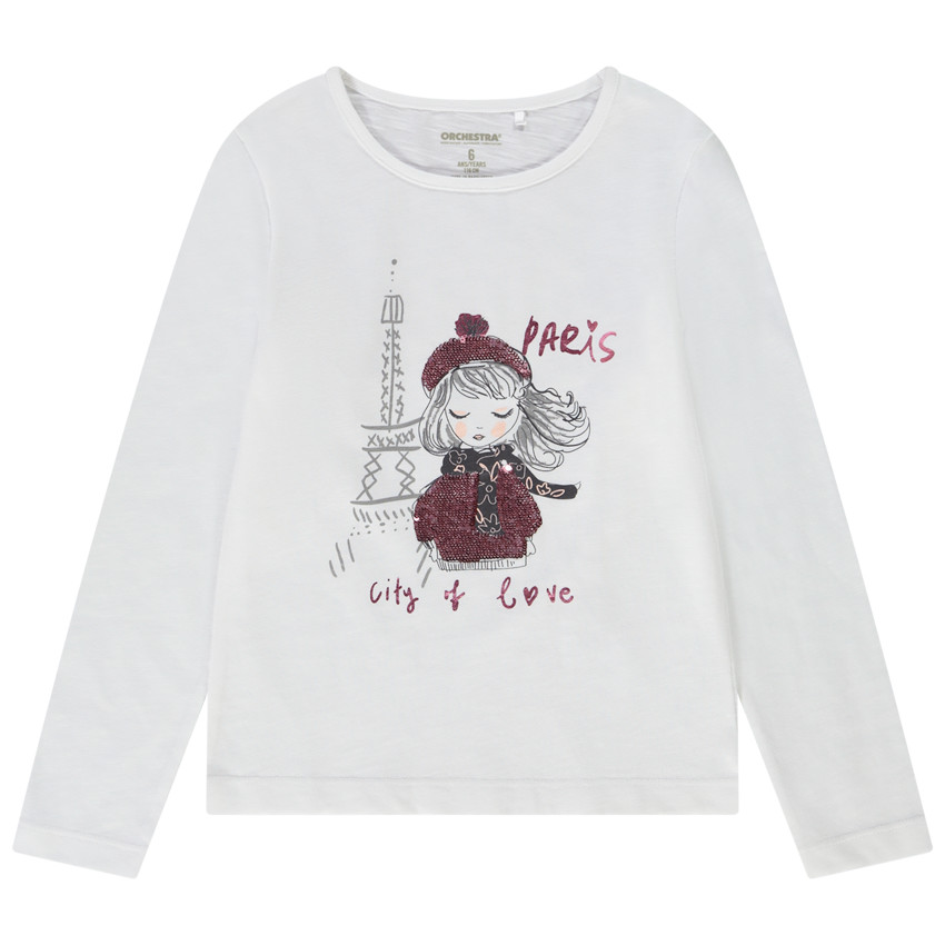 T-shirt manches longues en jersey avec sequins magiques pour fille 