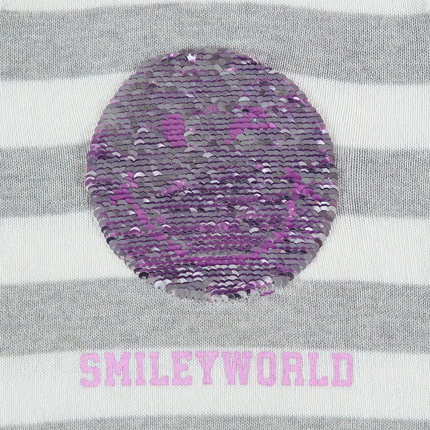 Pull rayé avec Smiley en sequins magiques 