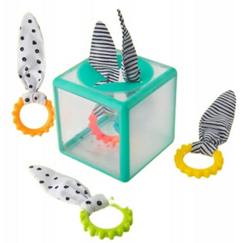 Jouet 1er Age anneaux arc-en-ciel et cube sensoriel 