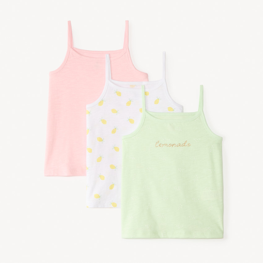 Lot de 3 débardeurs à bretelles fantaisie fille 