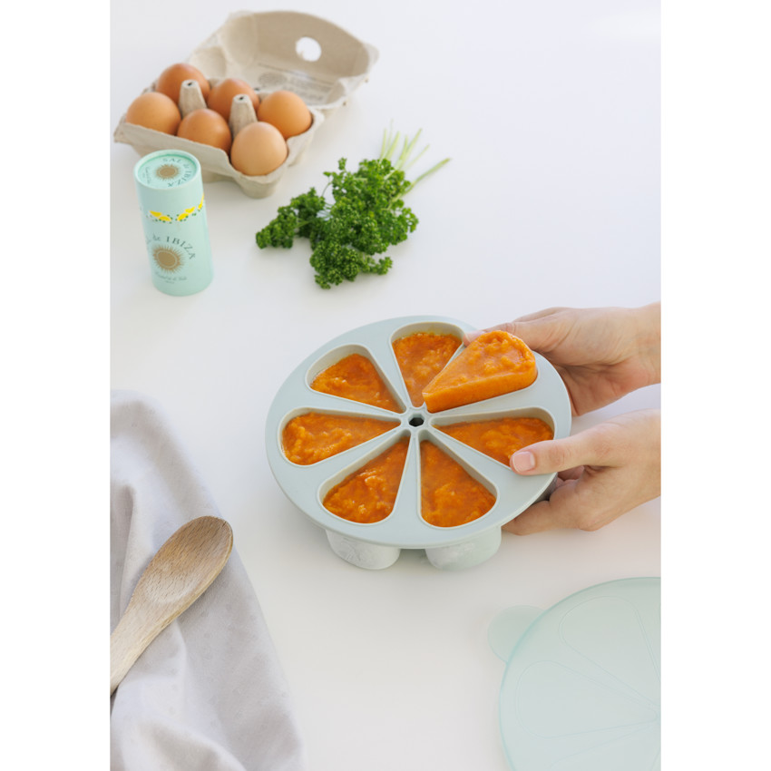 Moule de conservation multiportions 7 x 100ml en silicone vert 