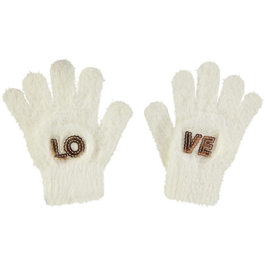 Gants en tricot chenille Love pour fille 