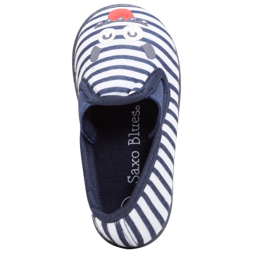 Pantoffels met strepen en elastieken en een gedrukt personage 