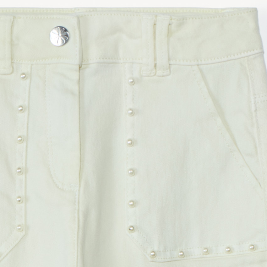 Brede jeans met zakken en parelmoer kralen voor meisjes 