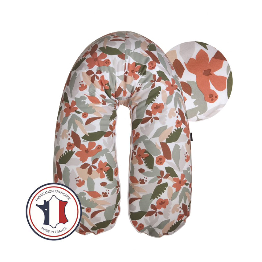 Coussin de maternité 2 en 1 en jersey doux - Rose nude/Floral 