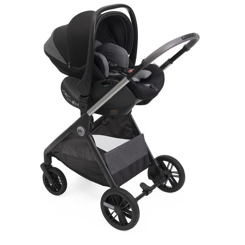 Poussette trio Bellagio 2 + nacelle Flexi + coque First-Seat Recline black satin 