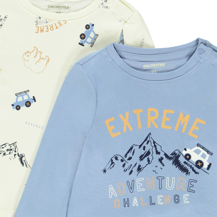 Set van 2 fantasiet-shirts met lange mouwen voor babyjongens 