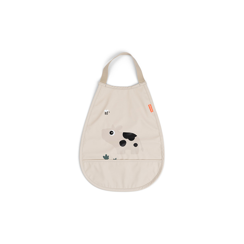 Bavoir élastique avec poche Tiny Farm sable 