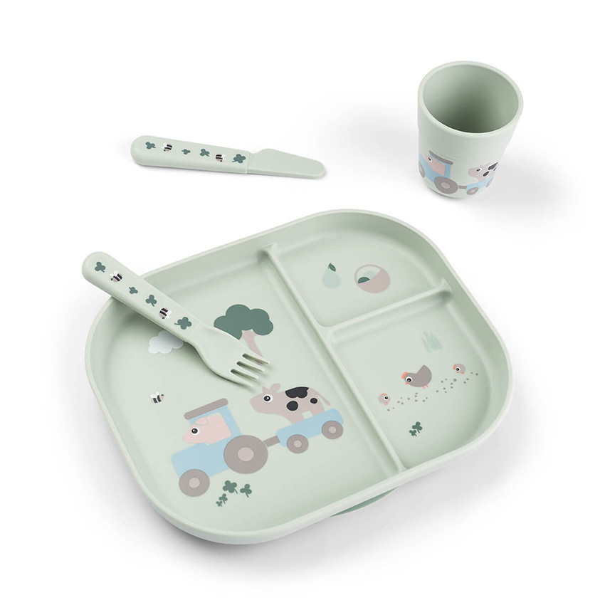 Pack vaisselle premier repas Tiny Farm vert Foodie  