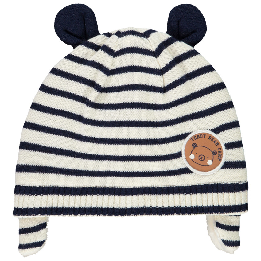 Bonnet en tricot à rayures avec doublure en sherpa pour bébé garçon 
