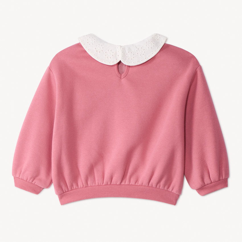 Sweatshirt fleece fantasie met afneembare Claudine kraag voor babymeisje 