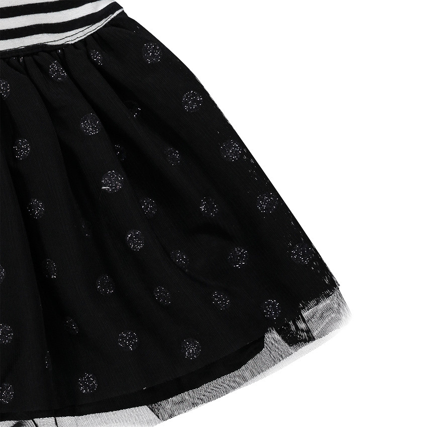 Robe manches courtes rayée avec volants en tulle et print Disney Alice au Pays des Merveilles 