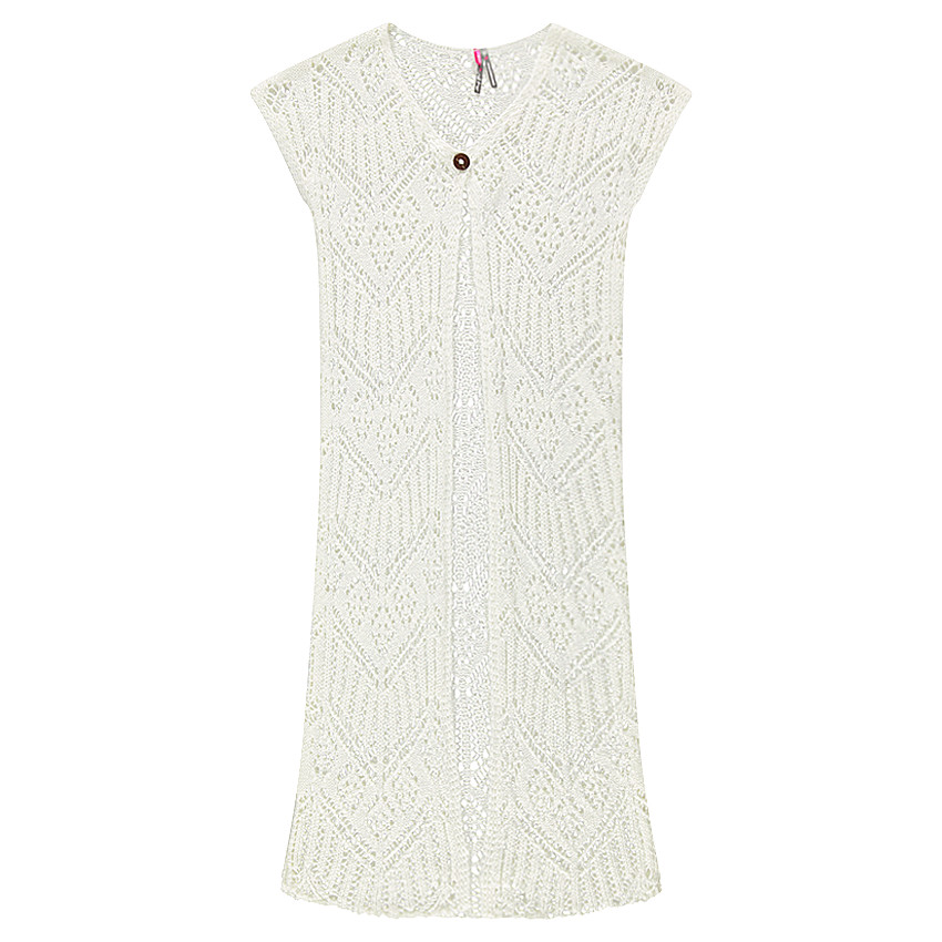 Junior - Gilet long manches courtes en crochet 