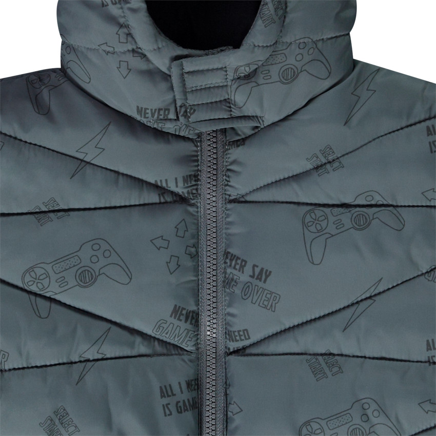 Donsjas microfleece met kap fantasieprint voor jongens 