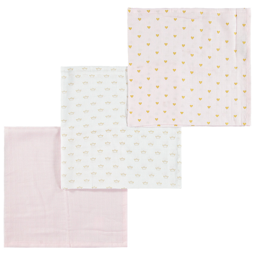 Lot de 3 langes en gaze de coton à motifs fantaisie   