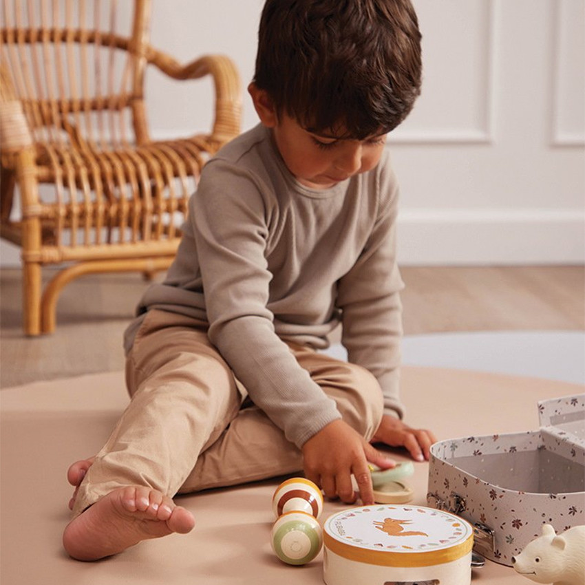 VALISETTE AVEC 3 INSTRUMENTS MUSICAUX EN BOIS  