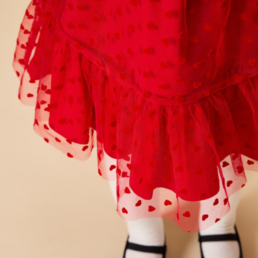 Feestjurk in tule met hartenpatroon voor meisjes 