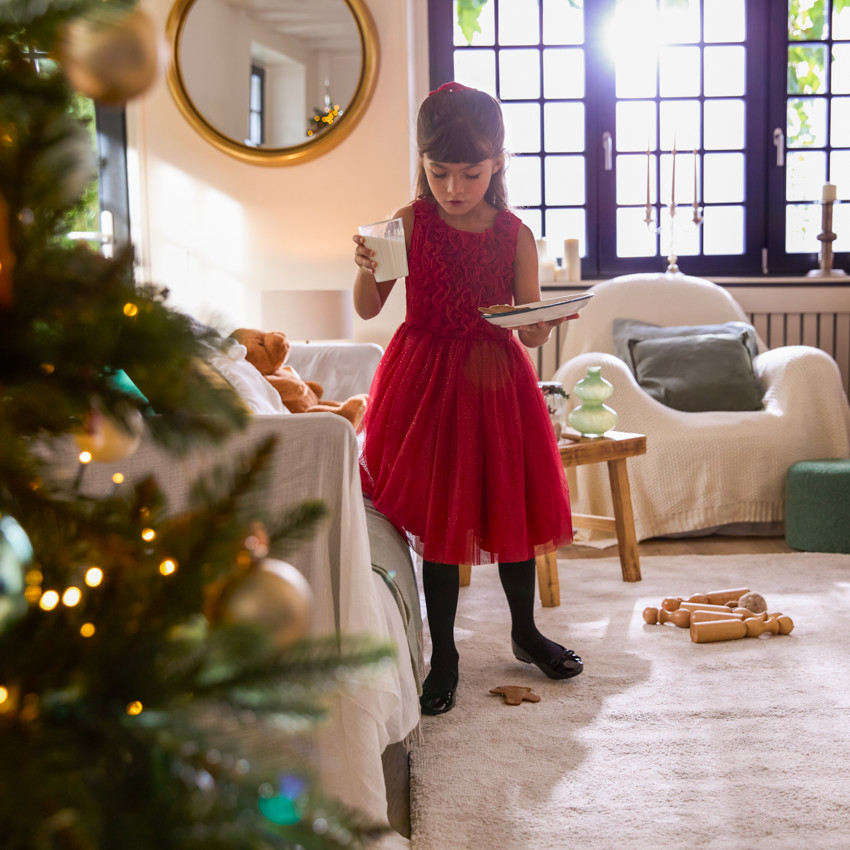 Robe de fête sans manches à froufrous pailletés pour fille 