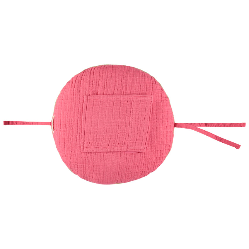 Rond decoratiekussen in modulair katoenen gaze, te gebruiken als bed- of boxomranding 