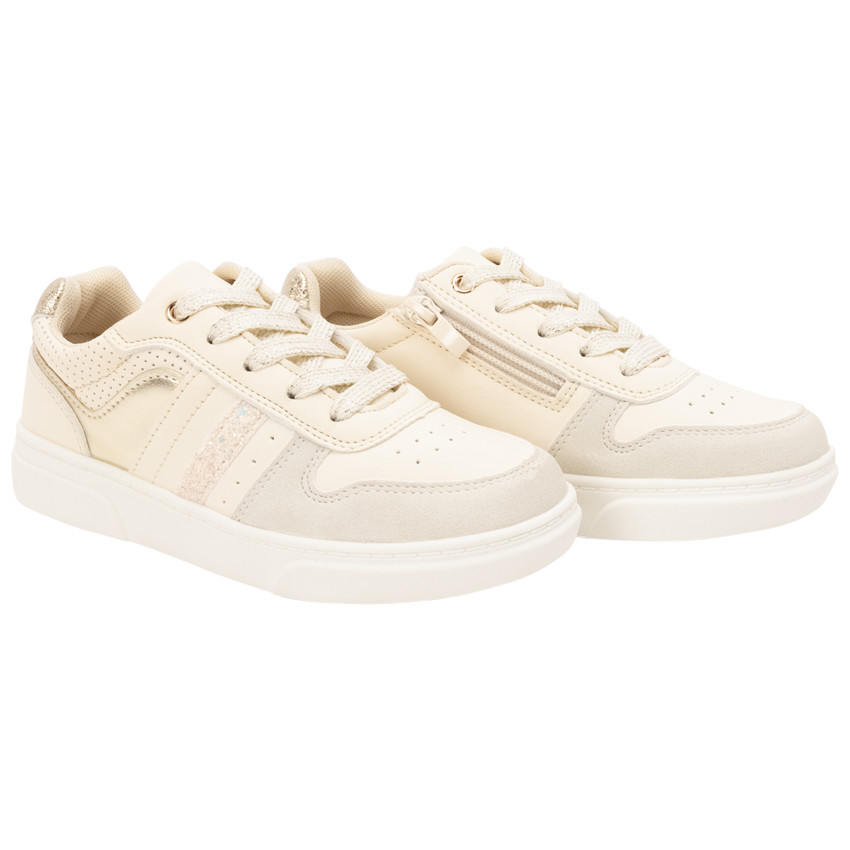 Baskets basses brillantes et pailletées à zip pour fille 