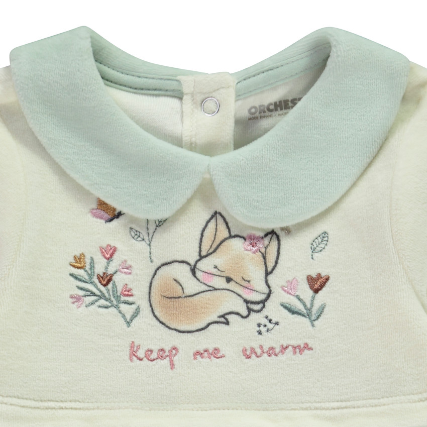 Dors-bien en velours fantaisie effet 2 en 1 pour bébé fille 